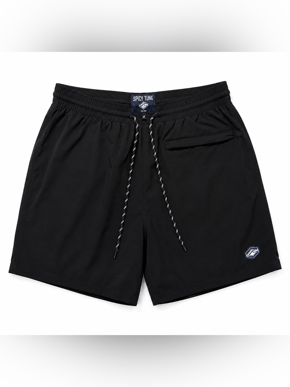Spicy Tuna Black Drawstring Athletic Shorts Size Medium